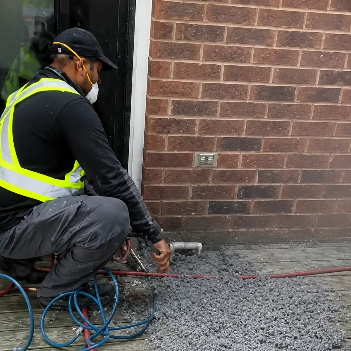 Technician removing accumulated debris during a professional duct cleaning service