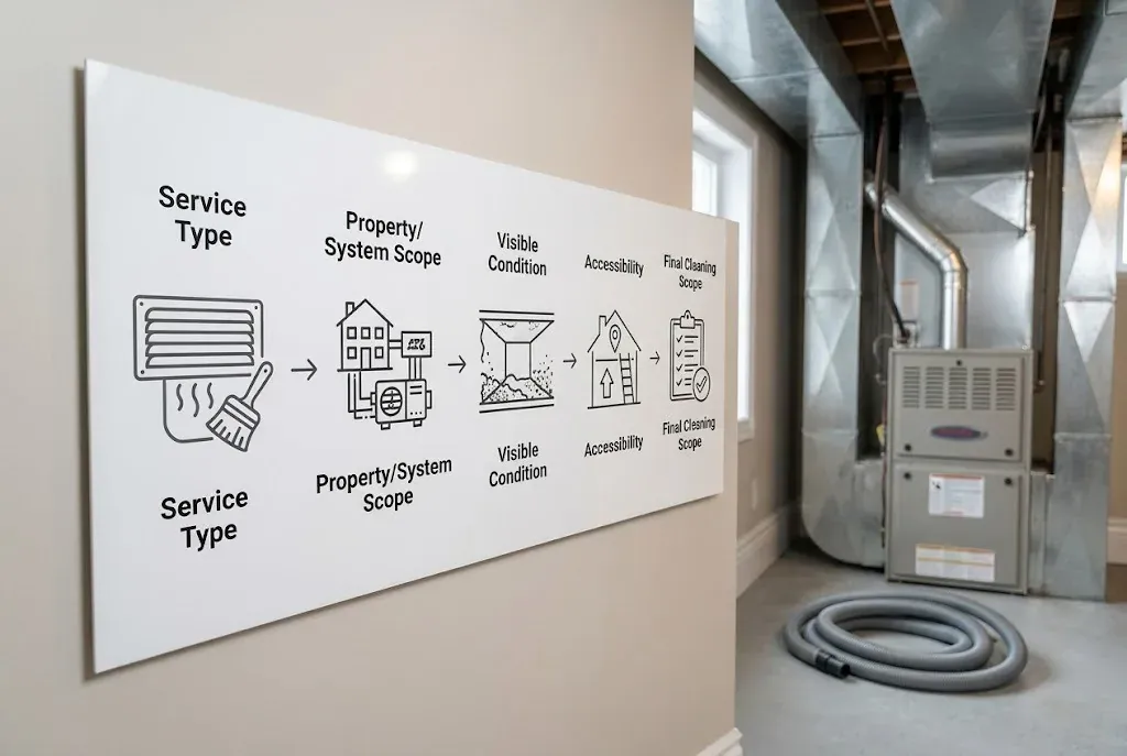 Factors that affect duct cleaning service scope and pricing