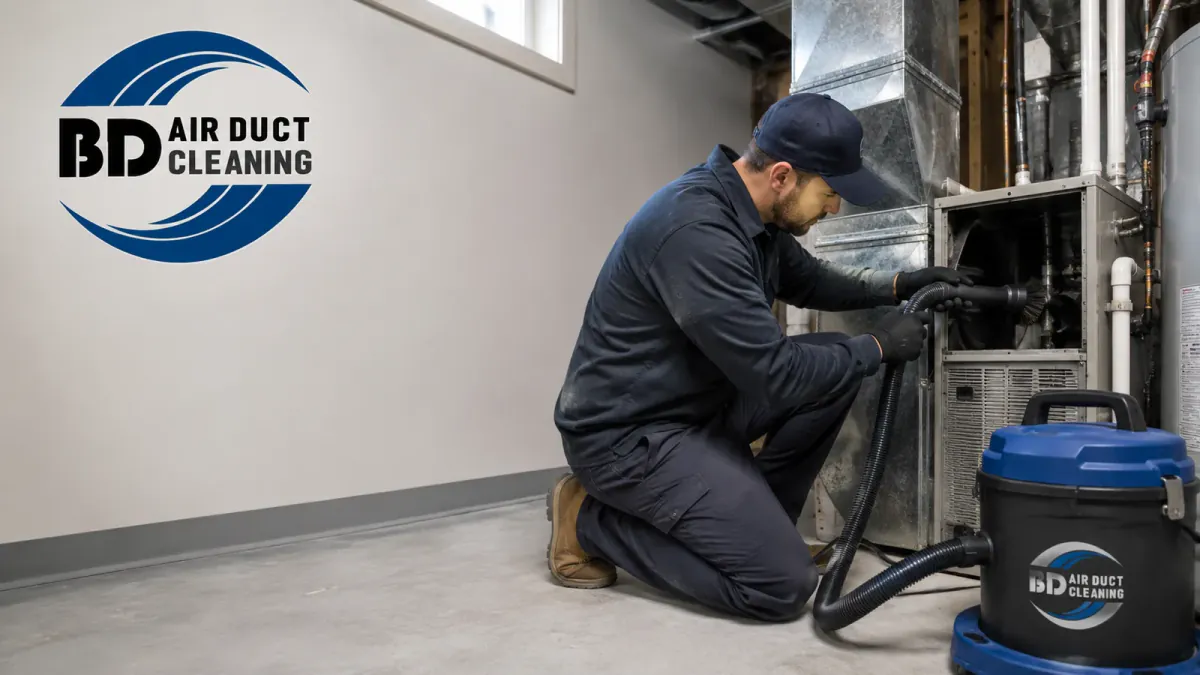 Technician performing professional furnace cleaning in Toronto