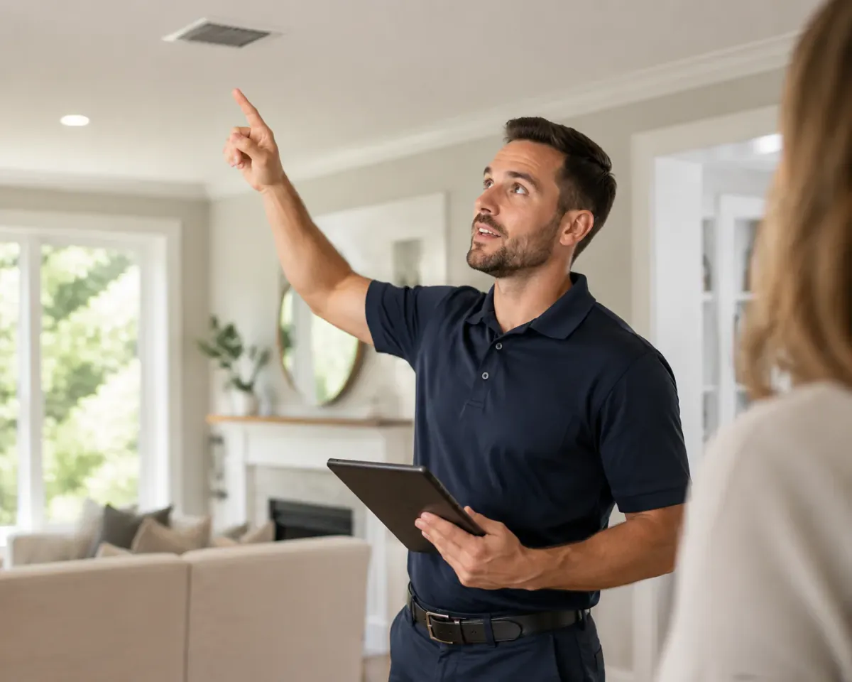 Believer Duct Cleaning technician assessing a home HVAC system in Toronto