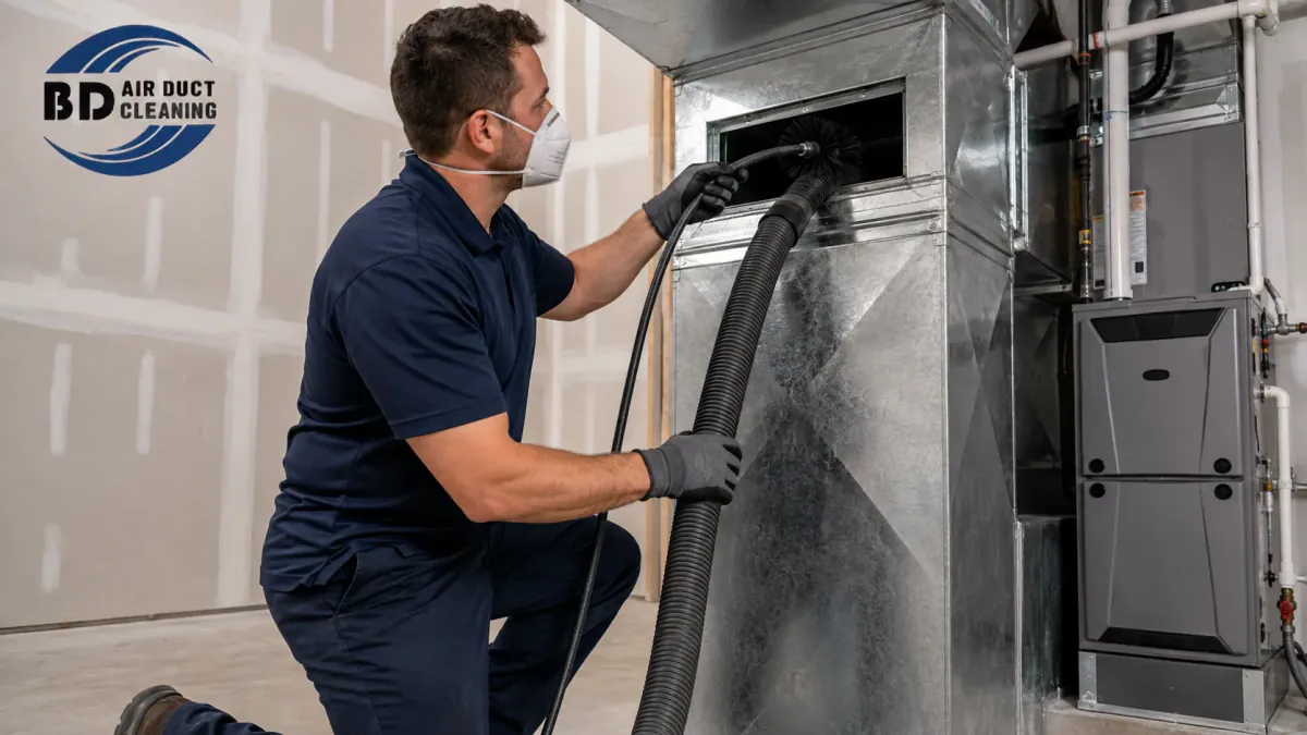 Cleaning construction dust from supply and return ducts in a new Toronto home by Believer Duct Cleaning