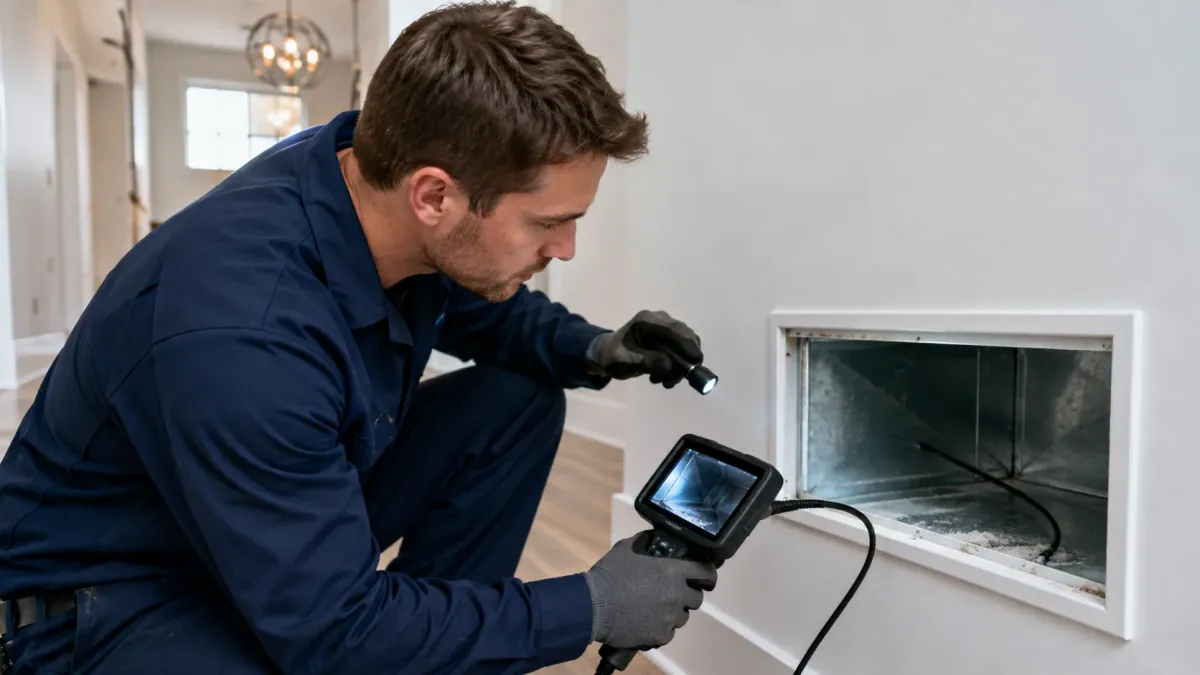 Pre-occupancy duct inspection in a newly built Toronto home to decide if cleaning is needed