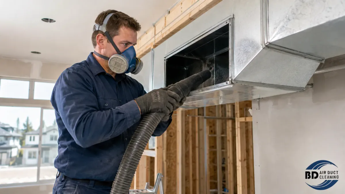 New construction duct cleaning in Toronto, removing construction dust and debris by Believer Duct Cleaning