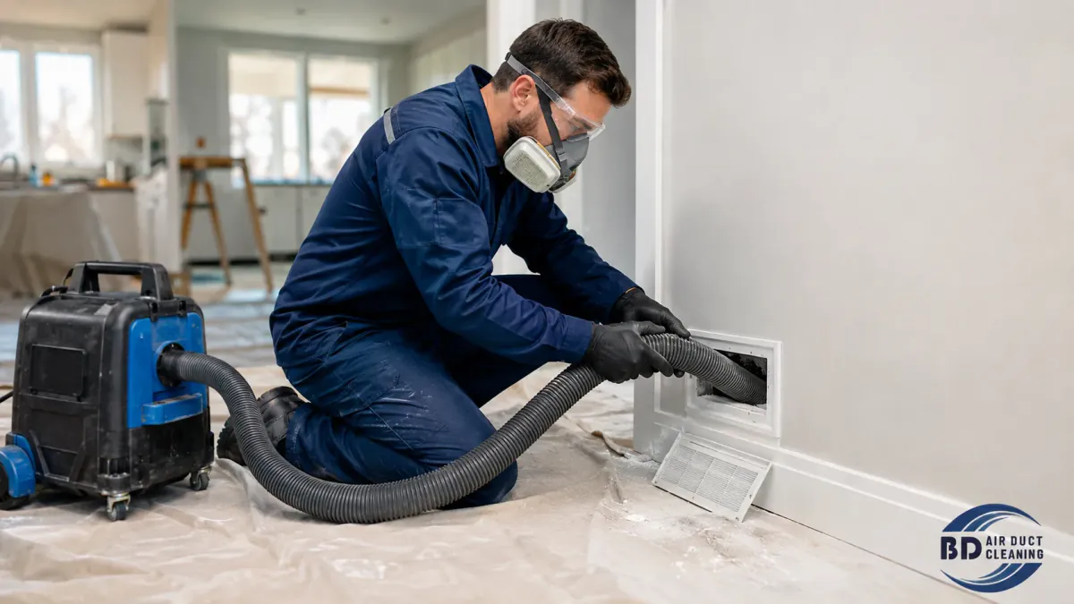 Post-renovation duct cleaning in Toronto, removing renovation dust and debris by Believer Duct Cleaning