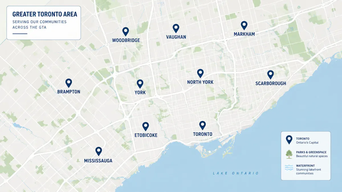 Map showing Believer Duct Cleaning's confirmed Toronto and GTA service coverage